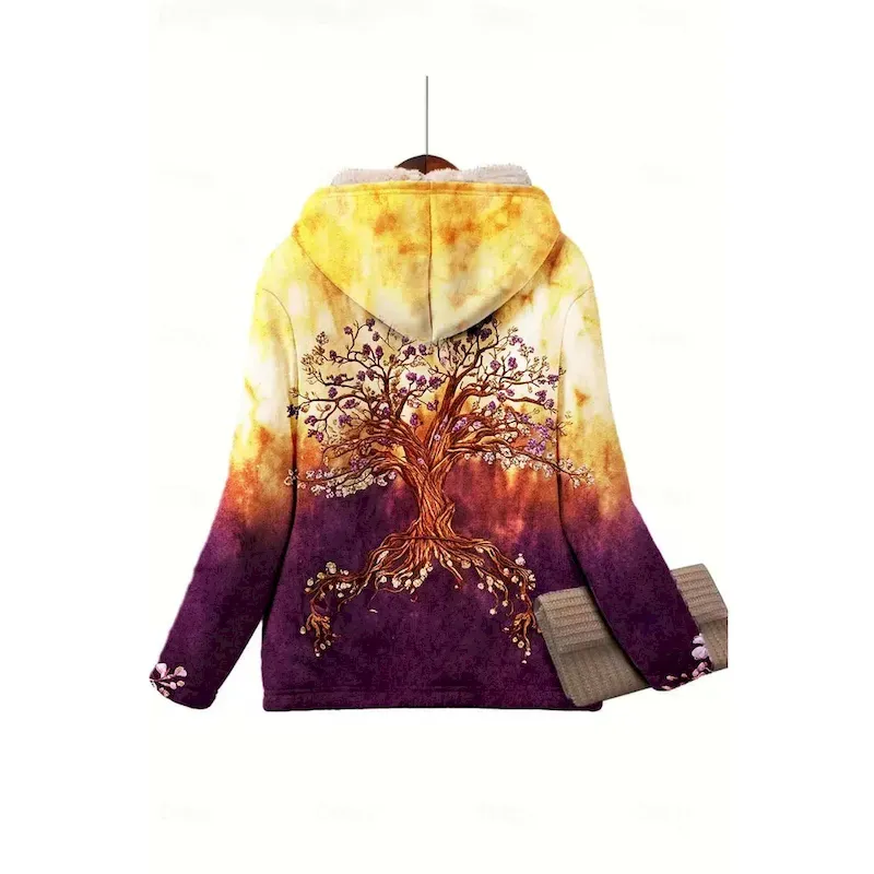 macxrt1759022485214.webp Women's Zip Up Hoodies Fleece Lined Graphic Geometric Paisley Elegant Warm Vintage Long Sleeve Hooded Regular Tops Home Work Party Evening Wear Zip Up - Image 1